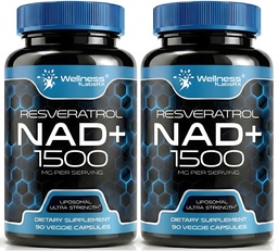 WELNESS LABSRX NAD συμπλήρωμα, 1500mg - Λιποσωμική NAD+ Συμπλήρωμα με ρεσβερατρόλη, NAD Plus Boosting - Υποστήριξη Κυτταρική Υγεία, Σταματίνα & Υγιεινή γήρανση - Κάψουλες Ultra Strength, ΗΠΑ Made - 2 Pack