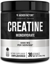 Jacked Factory Creatine Monohydrate Powder 150g - 5g Daily Creatine Supplement for Men and Women, Vegan-Friendly, Third-Party Tested - 30 Υπηρεσίες, Χωρίς άρωμα
