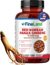 FineLand Red Korean Panax Ginseng 13.000 mg - Max Strength 20:1 Extract - Συμπυκνωμένο ανοσοποιητικό και γνωστικό συμπλήρωμα υποστήριξης για άνδρες & γυναίκες - 120 κάψουλες λαχανικών