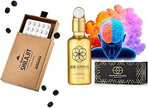Ormus Monoatomik Altın Yoğunluğu (HIGH Potency x12) - 1.7 fl. oz (50 ml) & Natural SHILAJIT Tabletler - 120 Kont, Erkekler ve Kadınlar için 100 Saf Shilajit