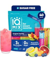IQMIX Hydration Electrolyte Powder – 4-σε-1 Formula for Hydration, Mental Clarity, Mood and Recovery – Μείγμα ποτού χωρίς ζάχαρη, Keto, Magnesium L-Threonate, Mane Lion 40 Count Variety Pack