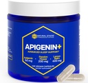 NATURAL STACKS Apigenin Supplement for Sleep - 50mg Apigenin & 600mg Lemon Balm - Μελατονίνη Δωρεάν Sleep Aid - with Passion Flower Extract for Stress Support* - 120 κάψουλες Lemon Balm