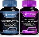 WELNESS LABSRX Resveratrol Κάψουλες 10000mg - Nattokinase Συμπληρώματα Κάψουλες - 5000 FU
