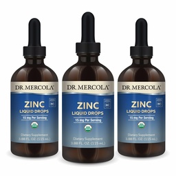 Dr. Mercola Zinc Liquid Drops - Υποστηρίζει την Ανοσοποιητική & Οργανική Υγεία - 15 mg Βιολογικές Υγρές σταγόνες ψευδάργυρου - USDA Organic - NSF Certified - Μη ΓΤΟ, Χωρίς Γλουτένη & Χωρίς Σόγια - 3,88 fl oz (3 Pack)