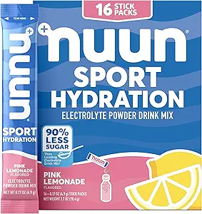 Nuun Sport Electrolyte Toz Packets with, Magnezyumul, Pyum, Chloride, ve Sodyum, Hydration Packets for On-the-Go, Pink Lemonade Flavor, Gluten Free & Vegan, 16 Single