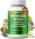 RHODIOLA ROSEA Συμπλήρωμα - 11-σε-1 Φυσική ανάμειξη με χαμομήλι L-Theanine Ashwagandha Holy Basil Valerian Passionflower - 150 Count - Made & Tested in The USA