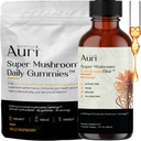 Auri Energy & Immune Boost Pack Super Mushroom Daily Gummies Cordyceps Elixir Bundle - Daily Wellness for Focus, Stamina, and Longevity - 60 Gummies + 60ml Βάμμα