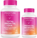 Pink Stork Prenatal Vitamin Duo: Hamile Kadınlar için Prenatal Vitaminler ve Probiyotikler - DHA, Folate, B6 ve More - 2 Ürünler, 90 Capsules ve Probiyotikler