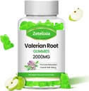 Organic Valerian Root Gummies, βοτανικό συμπλήρωμα για την υποστήριξη χαλάρωσης και διάθεσης, Sleep Gummies Χωρίς μελατονίνη για ενήλικες, Vegan, μη ΓΤΟ, Apple Flavor, 60 Count