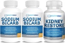 sodyum Bikarbonat, asit Relief için 650 mg Capsules, alkalinity 120 Pills 2Pack + Kidney Restore Kidney Cleanse ve Kidney Health Supplement, 60 caps