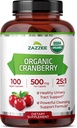 Zazzee USDA Organik Cranberry 25:1 Ekstraksiyon, Capsule başına 500 mg, 100 Vegan Capsules, 3 Ay Supply, Standardized, Interd 25X Extract, 100% Vegetarian, sertifikalı Organik, Non-GMO All-Do-Doğal