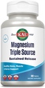 KAL Triple Source Magnesium Complex, Citrate, Malate, Oxide, Sustained Release, Bone, Muscle, Nerve Support, Vegan, Gluten Free, 60-Day Guarantee, 100 Servings, 100 Tabs