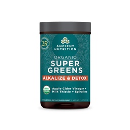 Ancient Nutrition Supergreens Alkaliize & Detox σκόνη, οργανικά Superfood σκόνη Κατασκευασμένη από πραγματικά φρούτα, λαχανικά και βότανα, για την υποστήριξη Digestive και ενέργειας, 25 σερβιέτες, 7.5oz