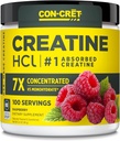 CON-CRET Tinatine HCl Toz | Kas, Bilişsel, Hücre Enerji Desteği | Bloating or Cramps | USA Made & NSF Sertifikalı | Raspberry (100 Hizmet)