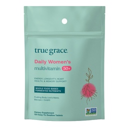 True Grace Daily Women’s Multivitamin 50+ - 120 Easy-to-Swallow Tablets - Ανοσοποιητική, Ενέργεια, Μακροζωία & Μνήμη Υποστήριξη - Vegan - Γλουτένη, Σόγια & Σιδήρου Δωρεάν - 60 Σερβιέτες