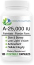 A-25,000 iu Palmitate Vegan, Toz Form (100 Capsules) Non-GMO, Supports Low Light Vision, Immune Support, Cellular Integrity of Skin & Bones, Antioksidans