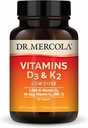 Dr. Mercola Vitamins D3 & K2 Low Dose - Vitamin D Seviyeleri koruyun - Immune & Bone Health - MenaQ7 Pyrpea-Kaynaklanan K2 - Non-GMO, Gluten-Free & Soy-Free - 30 Capsules (30 hizmet)
