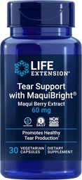 Life Extension Tear Support with MaquiBright®, 60 mg, Maqui Berry Extract for Dry Eyes, Supports Eye Health, Ενθαρρύνει την παραγωγή δακρύων, χωρίς γλουτένη, μη GMO, 1 Καθημερινή, χορτοφαγική, 30 κάψουλες
