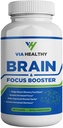Brain & Focus Booster by Via Healthy - Ενισχύστε το Focus, Ενισχύστε τη Συγκέντρωση, Βελτιώστε τη Μνήμη & Καθαρότητα, Ενίσχυση του μυαλού, εκχύλισμα Ginger