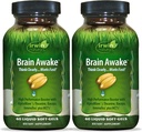 Irwin Naturals Brain Ξύπνα - 60 Liquid Softgels, Πακέτο 2 - Ενισχυμένη Ψυχική Απόδοση, Αυξημένη Εστίαση, Καθαρότητα & Συγκέντρωση - Nootropic Booster with L-Theanine, Bacopa, MCTs