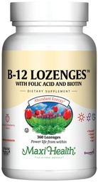 Maxi Health Vitamin B12 Lozenges με φολικό οξύ και βιοτίνη - Υπογλώσσια B12 Βιταμίνες Flavor Φράουλα - Χορτοφαγική Kosher B 12 Βιταμίνη για την παραγωγή και την ενέργεια ερυθρών αιμοσφαιρίων (360 Count)