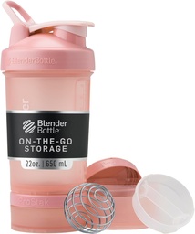 BlenderBottle Shaker μπουκάλι με Pill Organizer και αποθήκευση για την πρωτεΐνη σκόνη, κλασικό σύστημα V2 ProStak, 22-Ounce, Rose ροζ