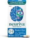 NEURIVA Brain + Eye Supplement for Memory, Focus & Concentration with Lutein & Vitamins A C E and çinko for Eye Health & Zeaxanthin to Filter Blue Light, 30ct Capsules