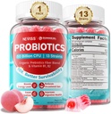 NEVISS Probiotic + Προβιοτική Gummies για ενήλικες & παιδιά 4+, Χωρίς ζάχαρη Chewable 50 Billion CFUs w/Fiber, Βιταμίνη B1 B2 D3 & ψευδάργυρος, για Digestive & Gut Health, Boost Microflora Diversity, 60 Cts