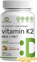 DEAL SUPPLEMENT Vitamin K2 Supplement 600 Live, 180 Coconut Oil Softgels | Full Spectrum Yüksek Metabolizma MK-7 & MK-4 Forms | Bone, Joint, & Immune Support – Non-GMOMO