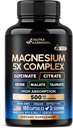Magnezyum Supplement - 1 Kompleksi | Glycinate | Citrate | Malate | Taurate | Hoffman - Amerika'da Yapıldı - Stres, Kas & Kalp Desteği - Vegan, Doğal, Non-GMO - 180 Capsules, 2 Ay Supply