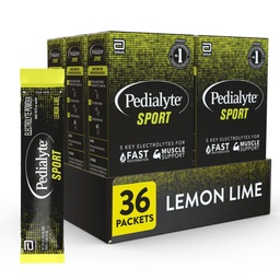 Pedialyte Sport Ηλεκτρολύτης σκόνη, γρήγορη ενυδάτωση με 5 κλειδιά ηλεκτρολύτες για την υποστήριξη μυών πριν, κατά τη διάρκεια, & μετά την άσκηση, λεμόνι Lime, 0,49-oz πακέτα (36 κόμης)