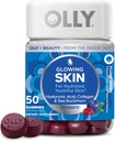 OLLY Glowing Skin Gummy, Hydrated & Youthful Skin,* Hyaluronic Acid, Collagen,, Sea Buckthorn, Plantp Berry Flavor, 25 Day Supply - 50 Count