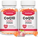 2 Pack CoQ10 Gummies, 5X Daha İyi Ab Metabolik Enerji ve Antioksit Desteği için Coenzyme Q10, 120 Peach Gummies