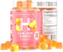 Health by Habit Hair, Skin and Nails Supplement (60 Gummies) - 2500mcg Βιοτίνη, Βιταμίνη C, Βιταμίνη Ε, Ισχυρά νύχια, Flaάκινο Γεύση, Vegan, Χωρίς γλουτένη, Μη ΓΤΟ