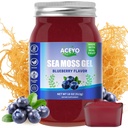 ACEYO (18 OZ) İrlandalı Deniz Moss Gel Organik Raw Vegan Blueberry Flavor 102 Vitamin ve Minerals Wild Harvested Non-GMO Immune Defense Branson Yourroid Digestive Support Support