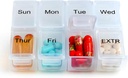 Haftalık Seyahat Pill Organizer Case for Purse with Reforce 7 Day Box, Fashionable Pill Konteyner for Medicine, Vitamin, Supplement, Supplement
