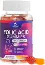 Kadınlar için Folic Acid Gummies 785 mcg, Essential Prenatal Vitaminler Anne ve Bebek için, Vegan Folic Supplement Gummy, Daily Vitamin B9 Extra Strength Folate, After Gebelik - 60 Gummies