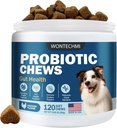 Köpekler için probiyotikler, Itchy Skin Itchy Ears, Gut Health, Yeast Balance, Allergies, Immunity, Dog Probiyotiks and Digestive Enzymes with Prebiyotiks, Reduce Diarrhea (Chicken, 120 çiğneme)