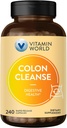Vitamin World Colon Cleanse - 240 κάψουλες, Gut Detox με Psyllium Husk, Senna, Probiotics, Διατροφική Ίνες & Φυτική Blend – Υποστηρίζει δυσκοιλιότητα ανακούφιση, Digestive Υγεία & Κανονικότητα, Χωρίς γλουτένη