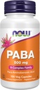 NOW Συμπληρώματα, PABA (Para- Aminobenzoic Acid) 500 mg, B- Complex Family, 100 Κάψουλες