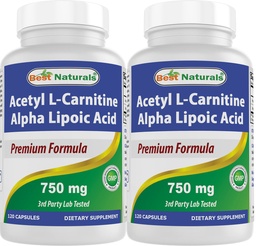 Best Naturals Acetyl L-καρνιτίνη και Alpha Lipoic Acid 750 mg 120 κάψουλες (120 Count (Pack of 2))