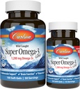Carlson - Super Omega-3 Gems, EPA ve DHA ile 1200 mg Omega-3 Fatty Asits, Wild-Caught Norveç Fish Omega 3 Supplement, Sustainable Sourced Omega 3 Fish Oil, 100+30 Softgels