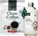 Natural Force Organic Clean Coffee + Creamy Vanilla MCT Oil Bundle – Flavored MCT Creamer & Modd & Mycotoxin Δωρεάν Καφές – Μη ΓΤΟ, Κέτο, Παλαιό, και Vegan - 12 Oz Bag και 16 Oz Glass Bottle
