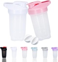 Shaker Şişe Protein Shakes Cup ve 10Ounce/300ML Shaker Şişe ile Whisk Balls, Protein Shakers Şişeleri Set,Non-BPA plastik (Beyaz+Pink(2ücretli))))