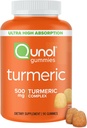 Qunol Turmeric Gummies, Gummy with 500 mg Turmeric Curcumin, Ortak Destek Tamam, Ultra High Abxia Tumeric Curcumin, Vegan, Gluten Free, 90 Count