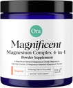 Ora Organik Magnezyum Kompleksi - 4-in-1 Magnezyum: Glycinate, Taurate, Malate & Citrate | Vegan, Gluten-Free | Tangerine Flavor | Calm Desteği Uyku, Stres ve Kaslar | 30 Hizmet