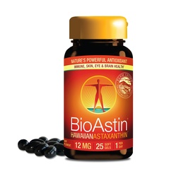 Nutrex Hawaii BioAstin Hawaiian Astaxanthin - 12mg, 25 Softgels - Farm-Direct Premium Αντιοξειδωτικό συμπλήρωμα για την υποστήριξη της υγείας των ματιών, του δέρματος, των αρθρώσεων και του ανοσοποιητικού συστήματος - Μη-GMO & Gluten-free