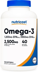 Nutricost Omega 3 Fish Oil - 2500MG, 120 Softgels (40 Serv) - Fish Oil, Wild Caught! 1200mg EPA 850mg DHA - Μη ΓΤΟ, Χωρίς γλουτένη