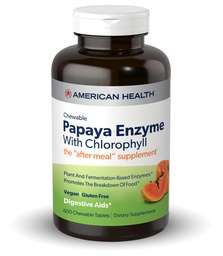 American Health Chewable Papaya Ένζυμο με Chlorophyl 600 Chwbls