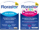 Florastor Family Probiyotik Sche - 30 ct. Probiyotik for Digestive + Immune Health & 20 ct Kids Daily Probiyotik - Unflavored Toz Sticks - İyi Bakteri & Flush Out The Bad